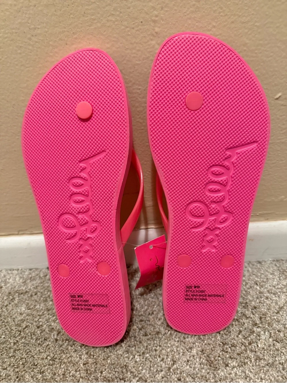 Lilly Pulitzer Bright Pink Flip Flop Sandals with Gold Medallions
